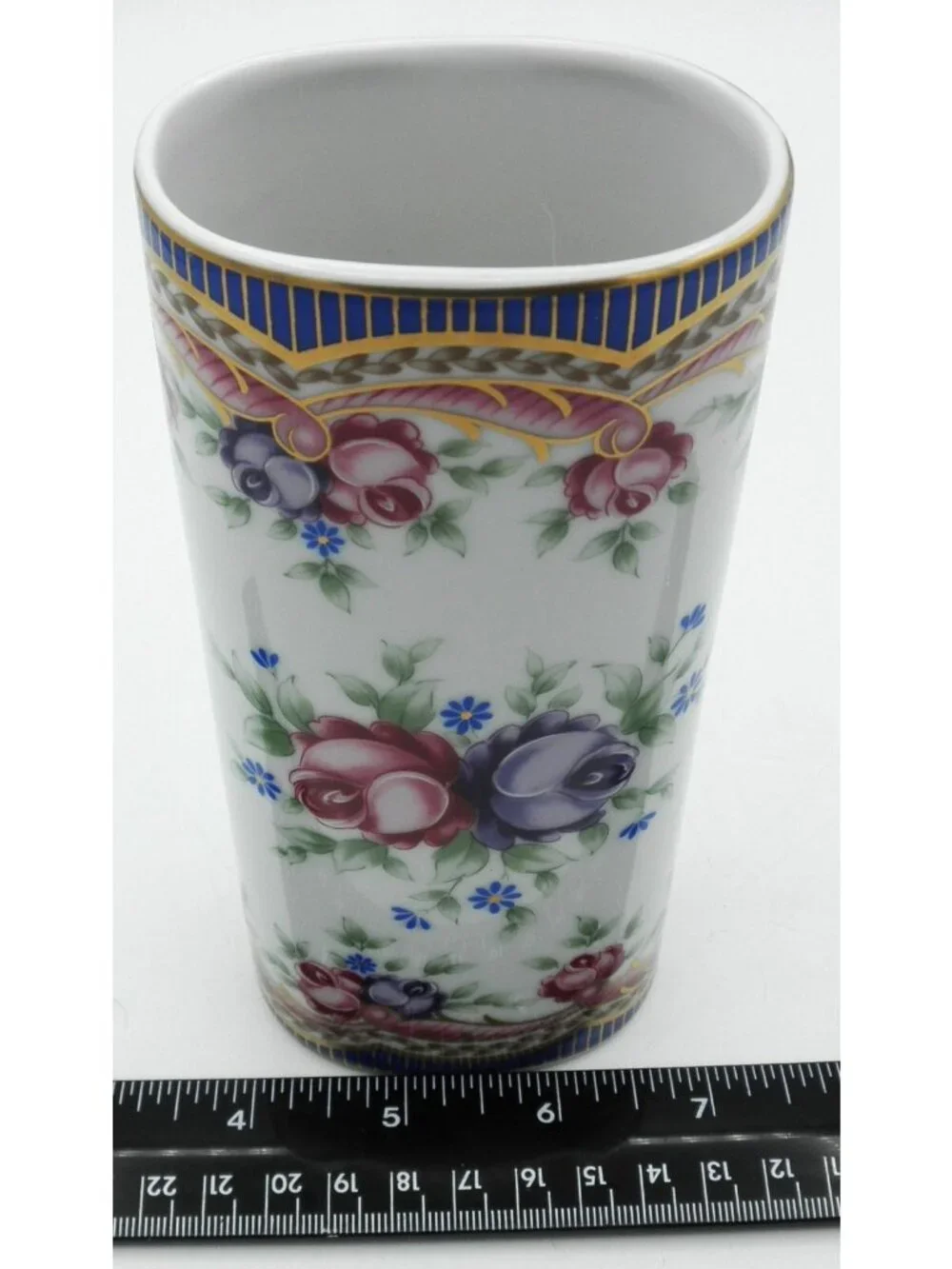 Lefton Porcelain Bud Vase Hand Painted Flowers Red Purple Blue Vintage 1992